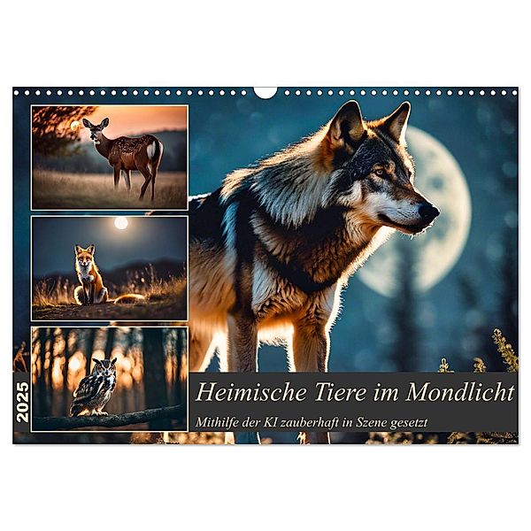 Heimische Tiere im Mondlicht (Wandkalender 2025 DIN A3 quer), CALVENDO Monatskalender, Calvendo, Claudia Kleemann