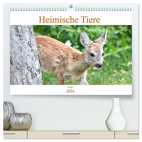 Heimische Tiere - Rehe (hochwertiger Premium Wandkalender 2024 DIN A2 quer), Kunstdruck in Hochglanz, pixs:sell