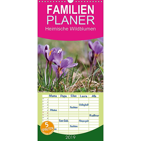 Heimische Wildblumen - Familienplaner hoch (Wandkalender 2019 , 21 cm x 45 cm, hoch)