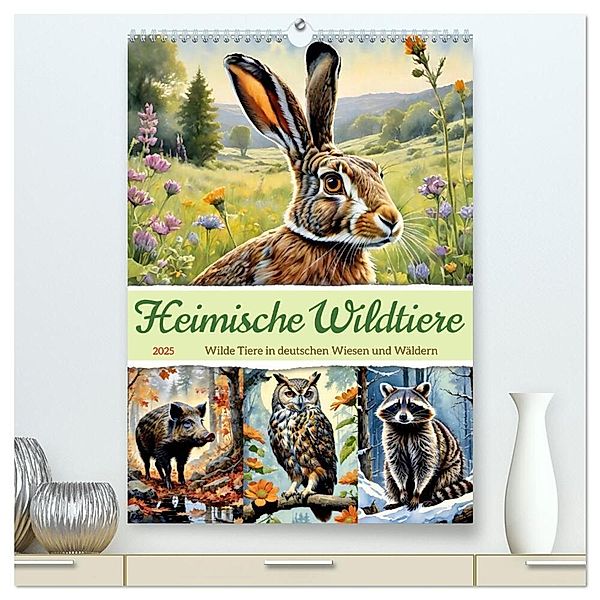 Heimische Wildtiere 2025 (hochwertiger Premium Wandkalender 2025 DIN A2 hoch), Kunstdruck in Hochglanz, Calvendo, Steffani Lehmann