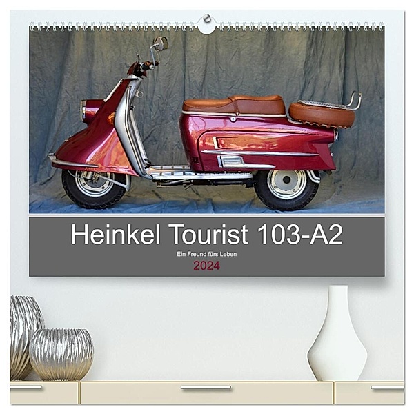 Heinkel Tourist 103-A2 Ein Freund fürs Leben (hochwertiger Premium Wandkalender 2024 DIN A2 quer), Kunstdruck in Hochglanz, Ingo Laue
