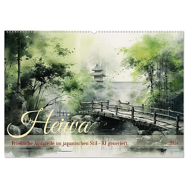 Heiwa - Friedliche Aquarelle im japanischen Stil (Wandkalender 2025 DIN A2 quer), CALVENDO Monatskalender, Calvendo, Cathrin Illgen