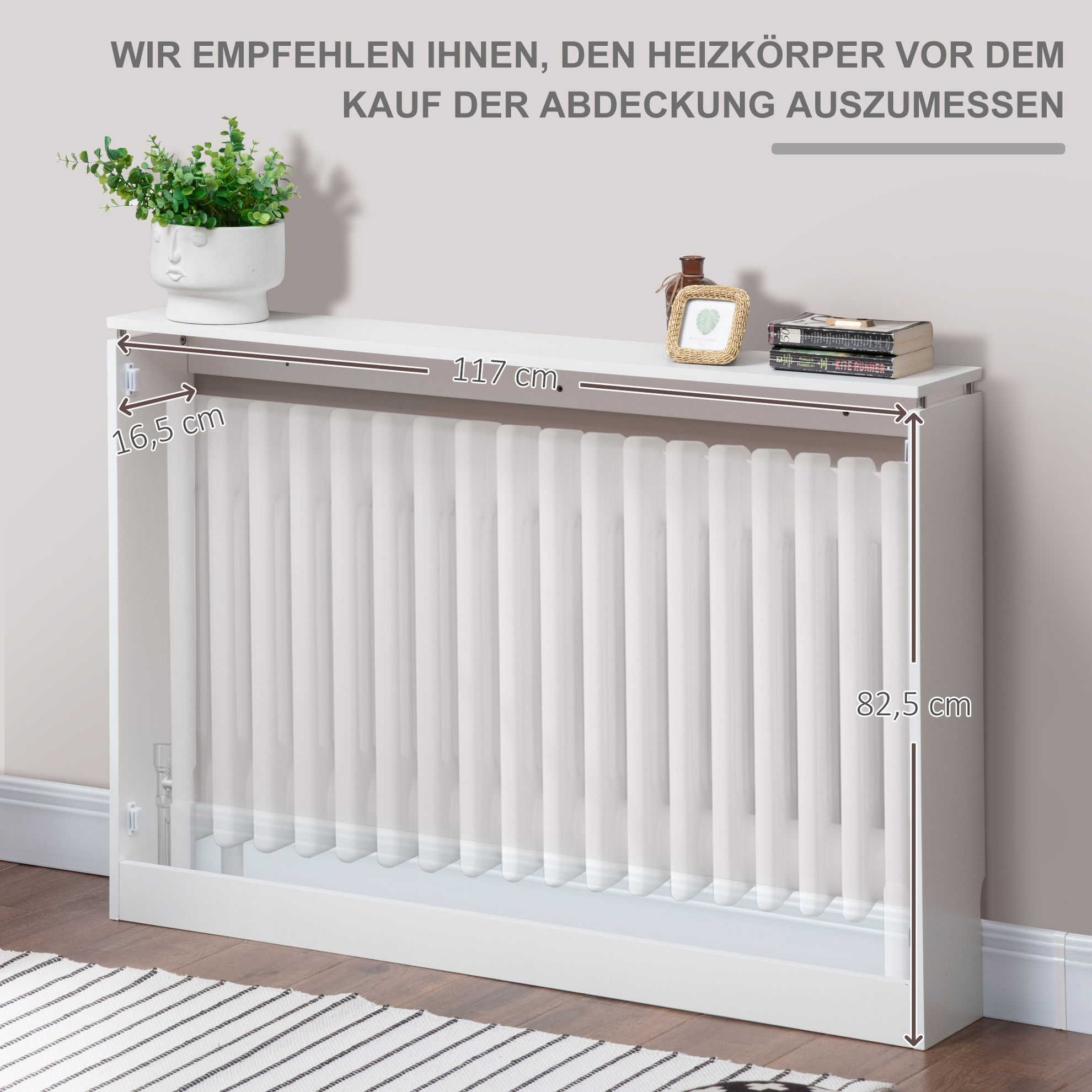 Heizkörperverkleidung mit oberer Ablagefläche weiß (Farbe: weiß)