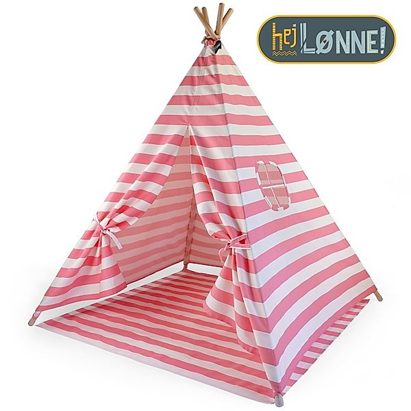 Hej Lønne Tipi Zelt für Kinder (rosa, gestreift)