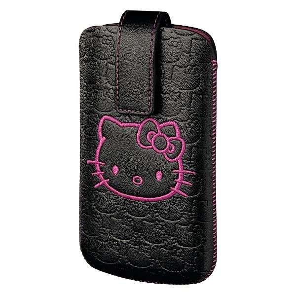 HELLO KITTY Handy-Sleeve Hello Kitty Embossed, Schwarz/Pink