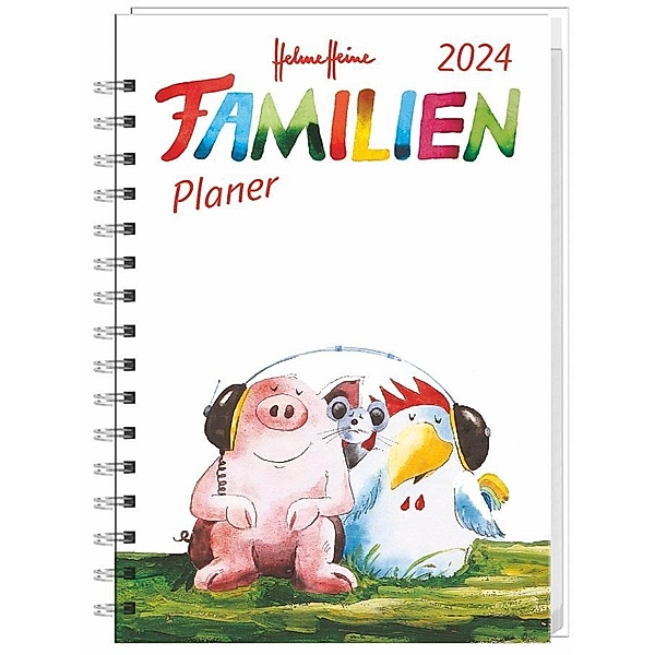Helme Heine Familienplaner-Buch A6 2024, Helme Heine Familienplaner Buch A6 2024. Familienkalender mit 4 Spalten. Liebevoll illustrierter Buch-Kalender mit Einst
