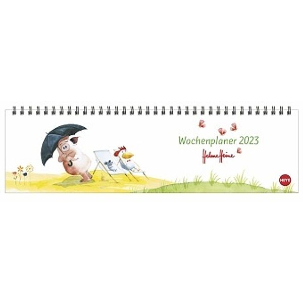 Helme Heine Wochenquerplaner 2023. Praktischer Tischquerkalender mit Spiralbindung. Liebevoll illustrierter Tisch-Kalend, Helme Heine