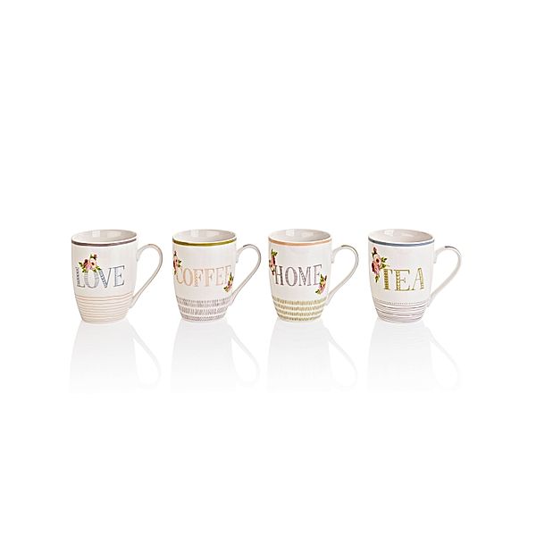 Henkelbecher ''Tea-Home-Love-Coffee'', 4er Set