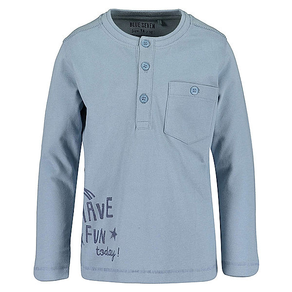 BLUE SEVEN Henley-Langarmshirt ENJOY LIFE in mittelblau