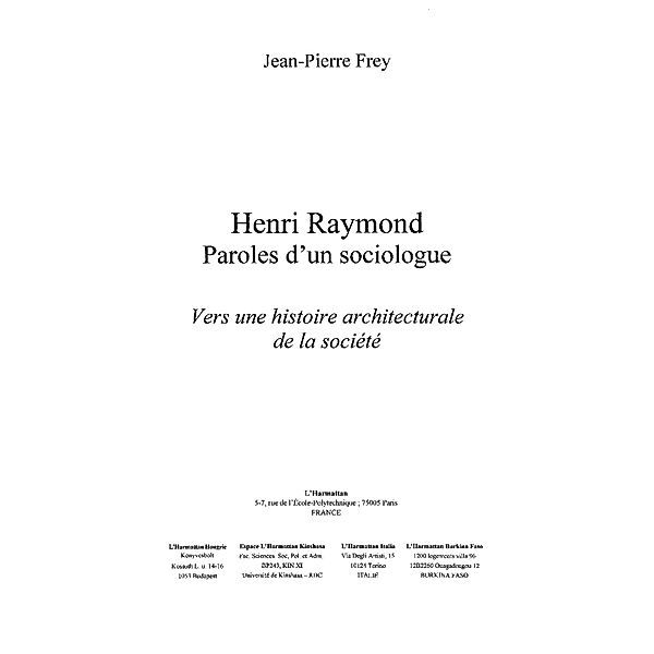 Henri raymond paroles d'un sociologue / Hors-collection, Pierre R. Simon