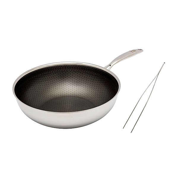 Henssler Edelstahl Wok inkl. Bratpinzette, 28 cm