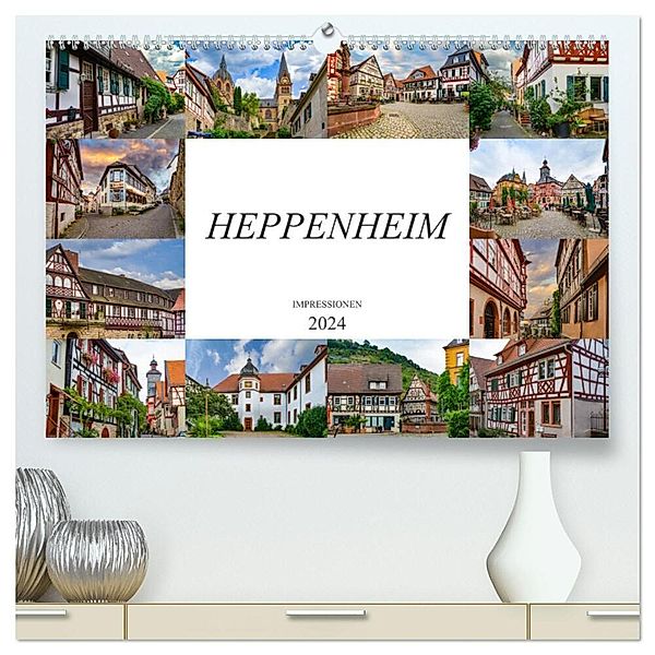 Heppenheim Impressionen (hochwertiger Premium Wandkalender 2024 DIN A2 quer), Kunstdruck in Hochglanz, Dirk Meutzner