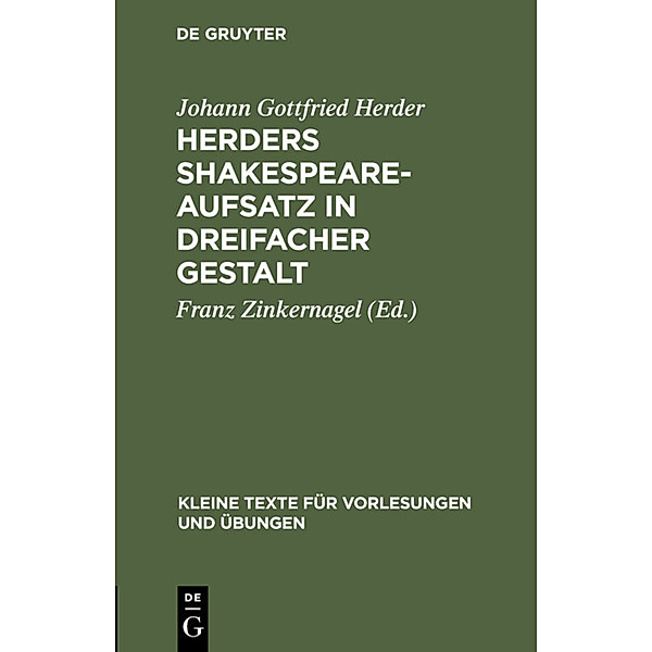 Herders Shakespeare-Aufsatz in dreifacher Gestalt, Johann Gottfried Herder