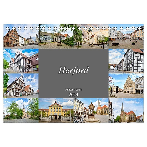 Herford Impressionen (Tischkalender 2024 DIN A5 quer), CALVENDO Monatskalender, Dirk Meutzner