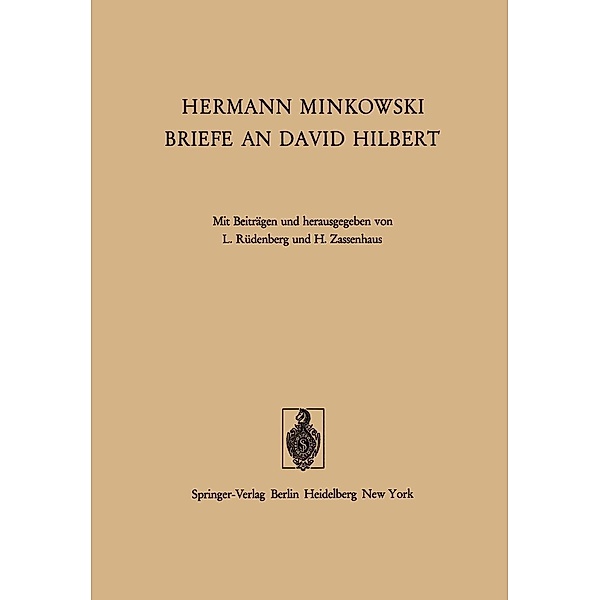 Hermann Minkowski Briefe an David Hilbert, H. Minkowski