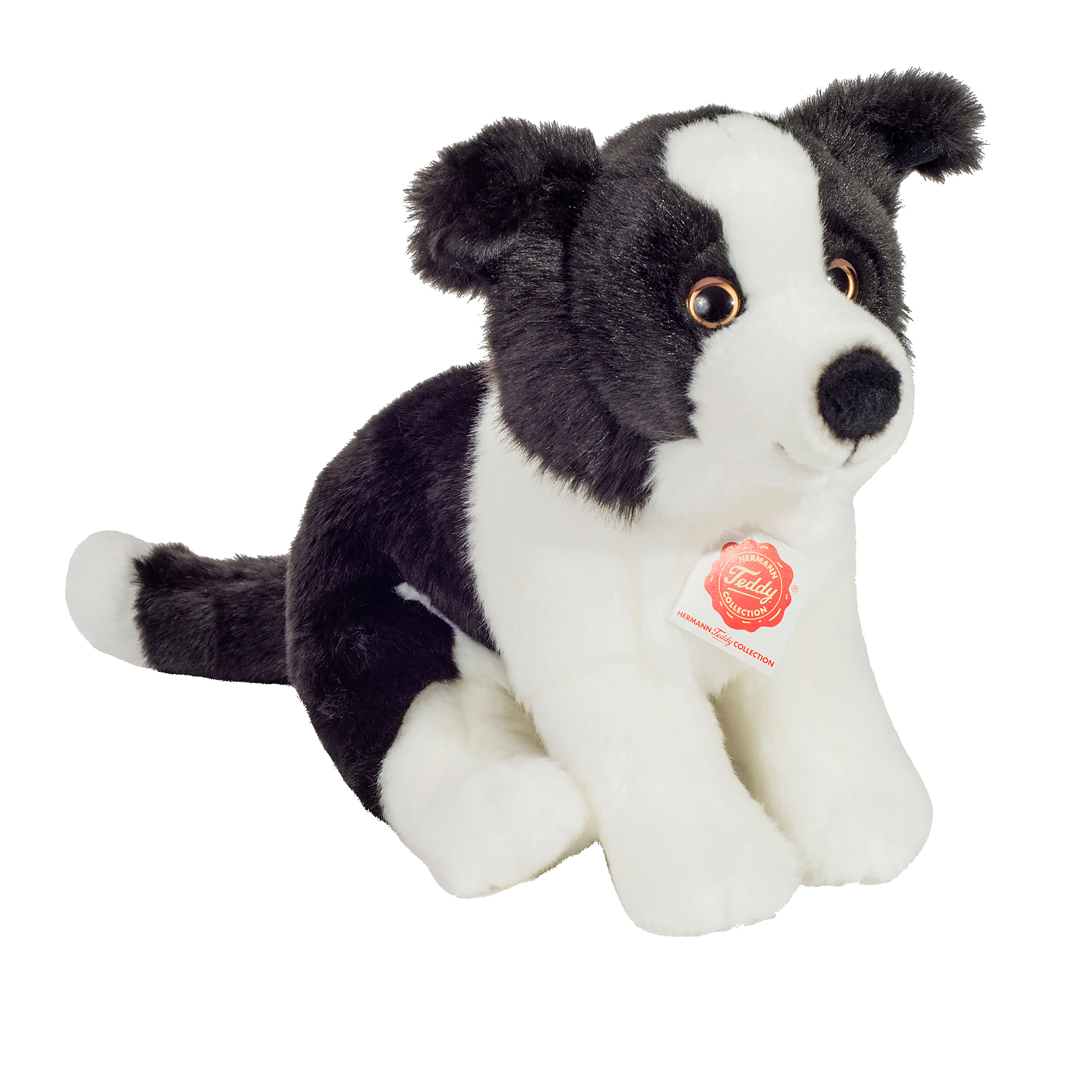 Hermann Teddy Kuscheltier Border Collie Welpe, 25 cm, schwarz weiß