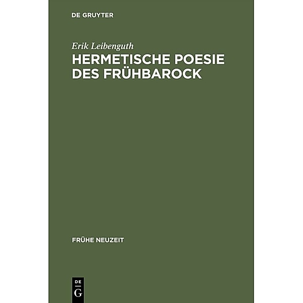 Hermetische Poesie des Frühbarock, Erik Leibenguth