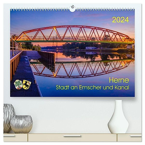 Herne: Stadt an Emscher und Kanal (hochwertiger Premium Wandkalender 2024 DIN A2 quer), Kunstdruck in Hochglanz, Klaus Fritsche