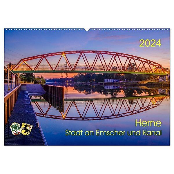 Herne: Stadt an Emscher und Kanal (Wandkalender 2024 DIN A2 quer), CALVENDO Monatskalender, Klaus Fritsche