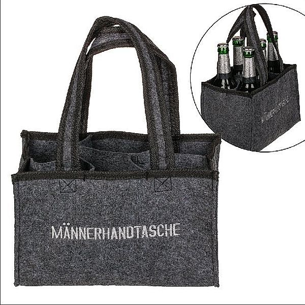 Herrenhandtasche aus Filz, grau, 6 Fächer