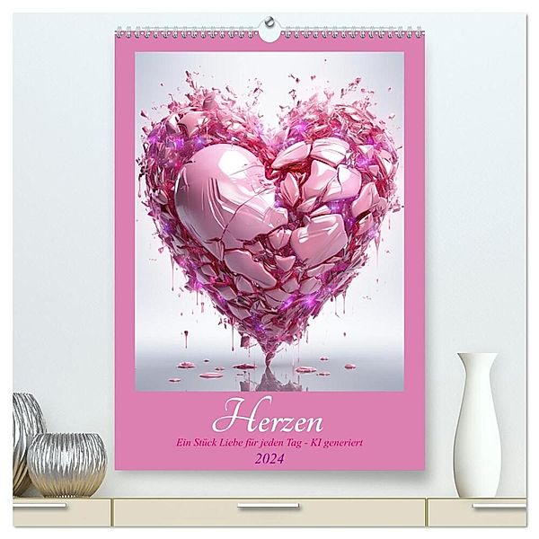 Herzen (hochwertiger Premium Wandkalender 2024 DIN A2 hoch), Kunstdruck in Hochglanz, Cathrin Illgen