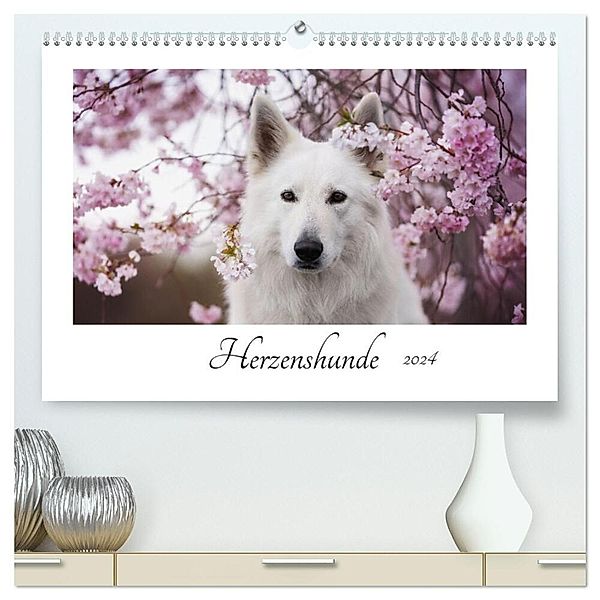 Herzenshunde 2024 (hochwertiger Premium Wandkalender 2024 DIN A2 quer), Kunstdruck in Hochglanz, Madlen Kudla - Photographie