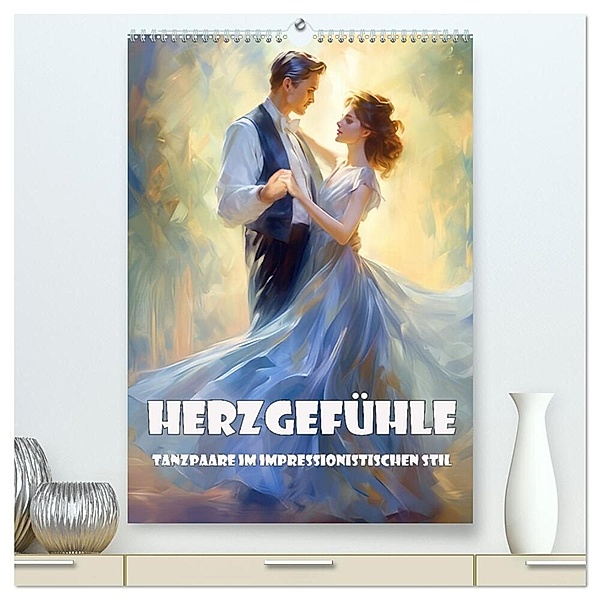 Herzgefühle - Tanzpaare im impressionistischen Stil (hochwertiger Premium Wandkalender 2024 DIN A2 hoch), Kunstdruck in Hochglanz, Liselotte Brunner-Klaus