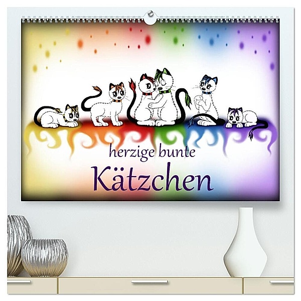 herzige bunte Kätzchen (hochwertiger Premium Wandkalender 2024 DIN A2 quer), Kunstdruck in Hochglanz, Petra Haberhauer