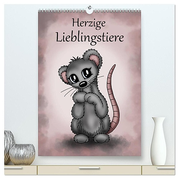 Herzige Lieblingstiere (hochwertiger Premium Wandkalender 2024 DIN A2 hoch), Kunstdruck in Hochglanz, Pezi Creation / Petra Haberhauer