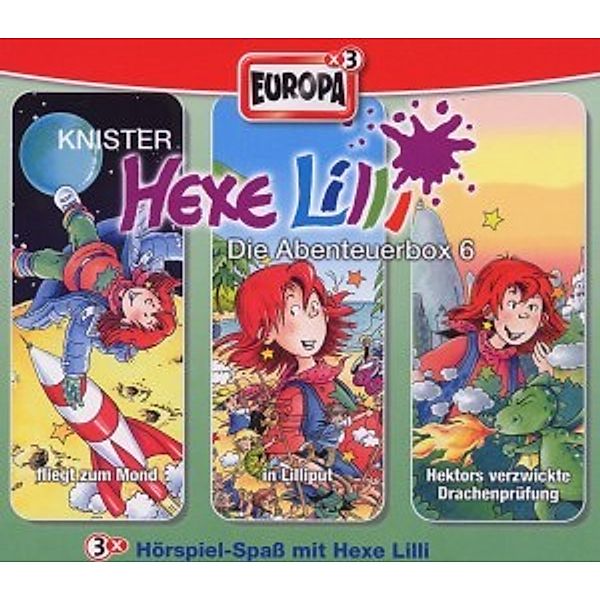 Hexe Lilli, Abenteuerbox, Audio-CDs: Tl.6 Hexe Lilli fliegt zum Mond; Hexe Lilli in Lilliput; Hexe Lilli und Hektors verzwickte Drachenprüfung, 3 Audio-CDs, Hexe Lilli