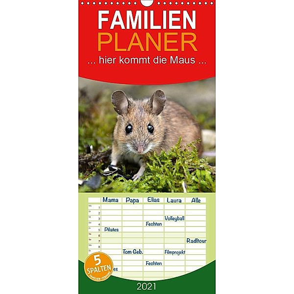 ... hier kommt die Maus ... - Familienplaner hoch (Wandkalender 2021 , 21 cm x 45 cm, hoch), Gugigei