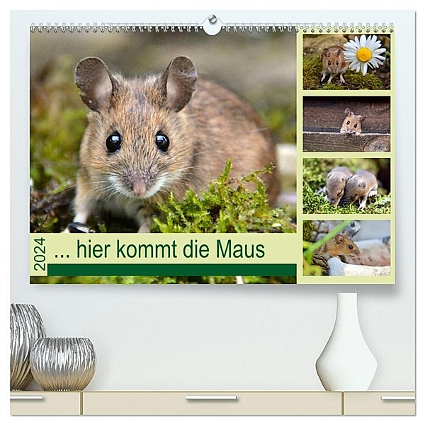 ... hier kommt die Maus ... (hochwertiger Premium Wandkalender 2024 DIN A2 quer), Kunstdruck in Hochglanz, Gugigei