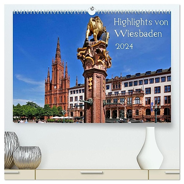 Highlights von Wiesbaden (hochwertiger Premium Wandkalender 2024 DIN A2 quer), Kunstdruck in Hochglanz, Petrus Bodenstaff