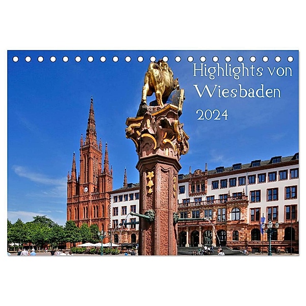 Highlights von Wiesbaden (Tischkalender 2024 DIN A5 quer), CALVENDO Monatskalender, Petrus Bodenstaff