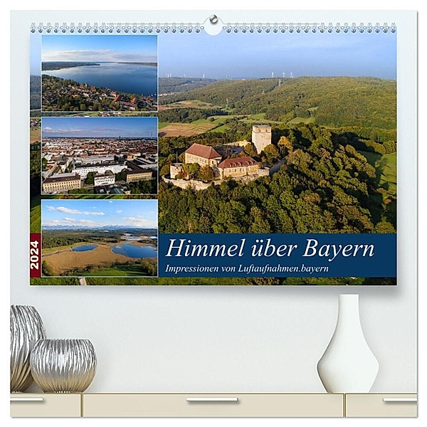 Himmel über Bayern (hochwertiger Premium Wandkalender 2024 DIN A2 quer), Kunstdruck in Hochglanz, Luftaufnahmen.bayern