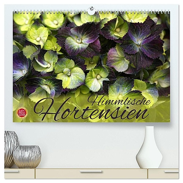Himmlische Hortensien (hochwertiger Premium Wandkalender 2024 DIN A2 quer), Kunstdruck in Hochglanz, Martina Cross
