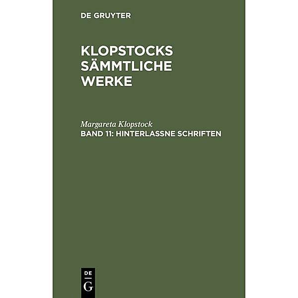 Hinterlassne Schriften, Margareta Klopstock