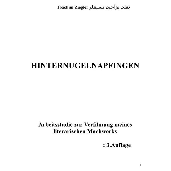 Hinternugelnapfingen Arbeitsstudie zur Verfilmung meines literarischen Machwerks; 3.Auflage, Joachim Ziegler