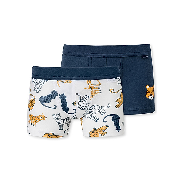 Schiesser Hip-Shorts TIGER 2er Pack in blau/weiß