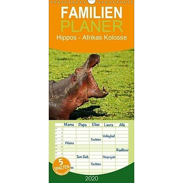 Hippos - Afrikas Kolosse - Familienplaner hoch (Wandkalender 2020 , 21 cm x 45 cm, hoch), Wibke Woyke