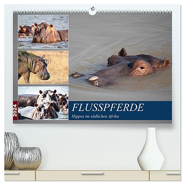 Hippos im südlichen Afrika (hochwertiger Premium Wandkalender 2024 DIN A2 quer), Kunstdruck in Hochglanz, Udo Quentin
