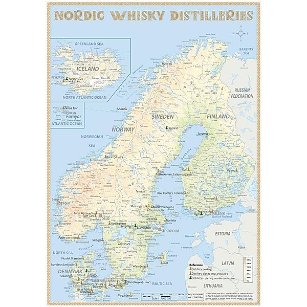 Hirst, R: Nordic Whisky Distilleries - Tasting Map 24x34cm, Rüdiger Jörg Hirst