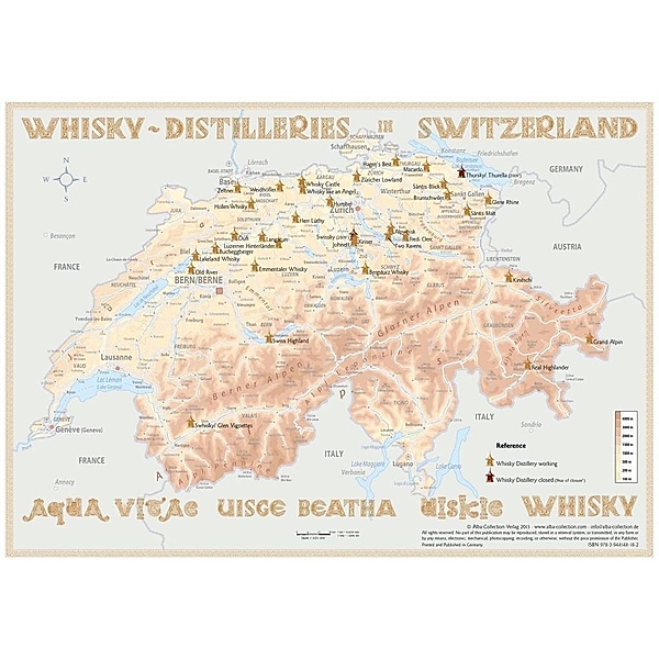 Hirst, R: Whisky Distilleries Switzerland Poster 60 x 42cm, Rüdiger Jörg Hirst