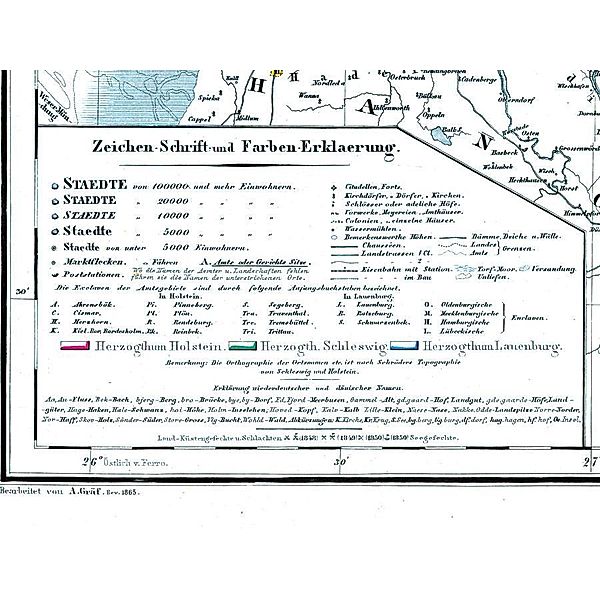 Hist. Karte: Herzogtümer Schleswig, Holstein und Lauenburg