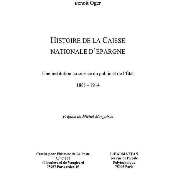 Histoire de la Caisse nationale d'epargne / Hors-collection, Benoit Oger