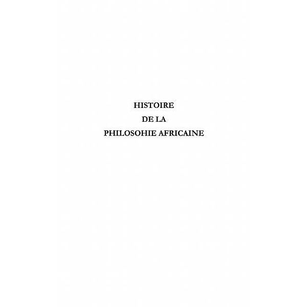 Histoire de la philosophie africaine / Hors-collection, Hubert Mono Ndjana