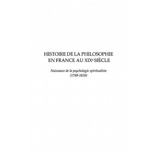 Histoire de la philosophie en france au xixe siecle / Hors-collection, Jad Hatem