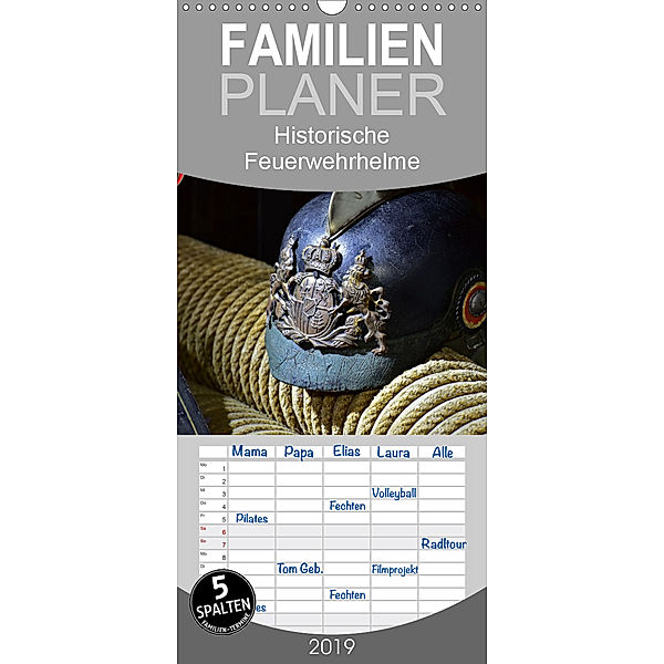 Historische Feuerwehrhelme - Familienplaner hoch (Wandkalender 2019 , 21 cm x 45 cm, hoch), Ingo Laue