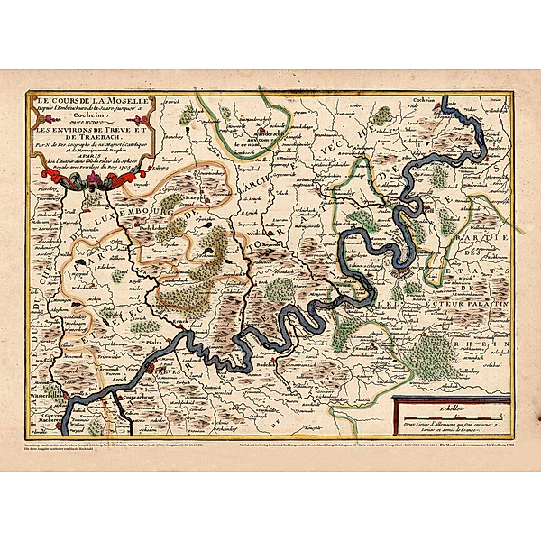 Historische Karte: Die MOSEL 1703 von Grevenmacher bis Cochem, Nicolas de Fer