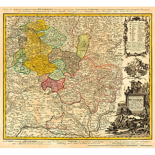 Historische Karte: GRAFSCHAFT HENNEBERG - Henneberger Land 1743 (plano), Johann Jacob Zinick